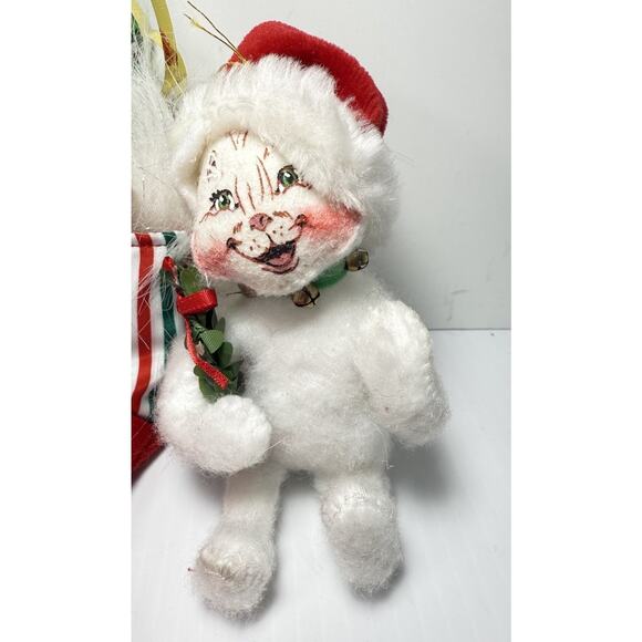 Annalee Christmas White Kitten Cats Candy Cane Stocking Stuffer Ornament - Picture 3 of 8